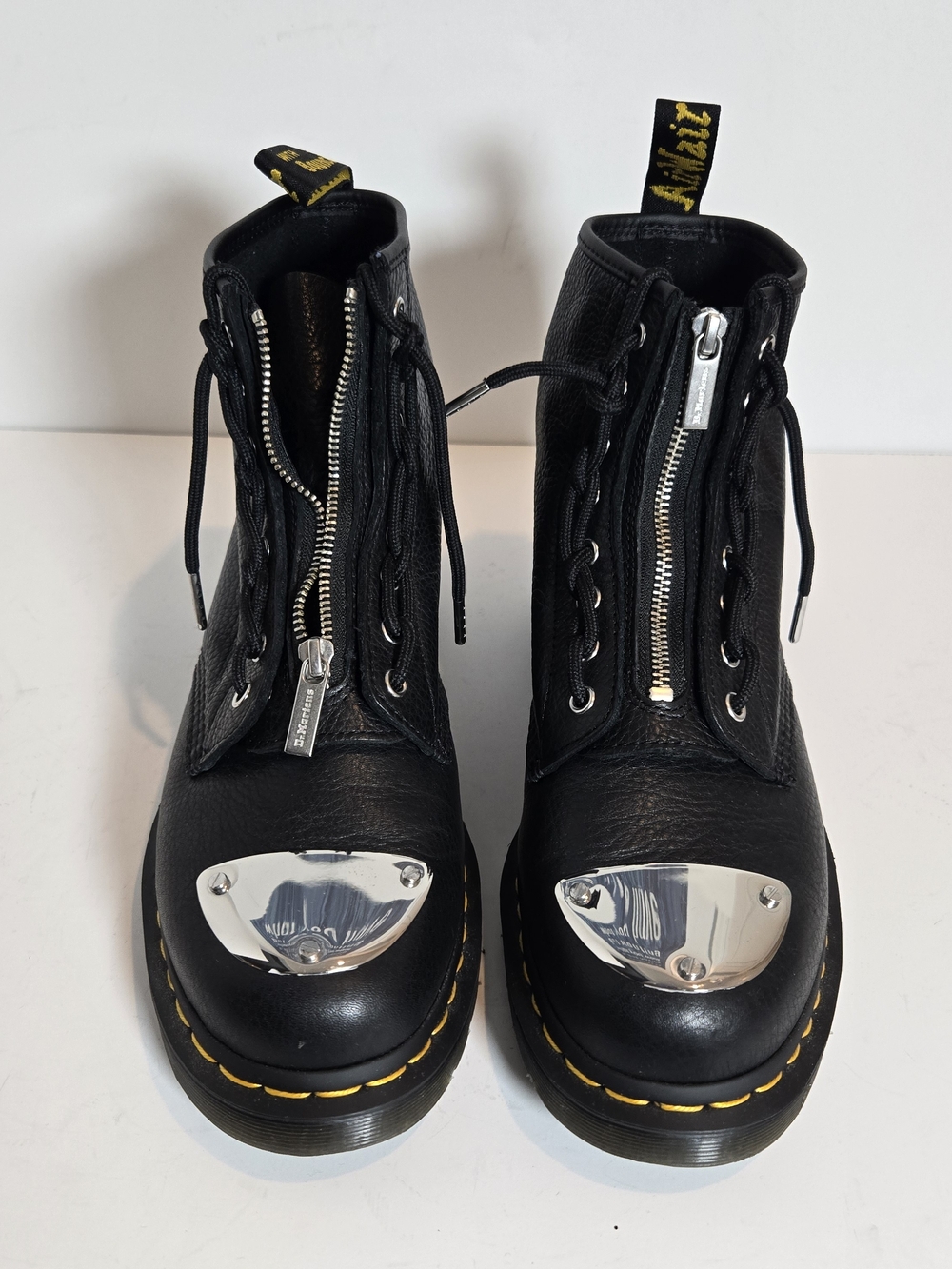 Dr. Martens 1460 Leather Lace-Up Boots with Silver Toe Plate